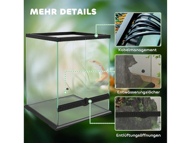 Terrarium, glazen kast -afsluitbaar -kabelbeheer - afbeelding 5 van  8