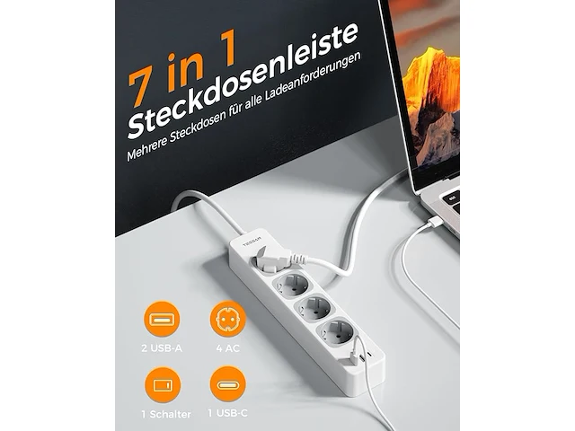 Tessan 4 voudige stekkerdoos - afbeelding 3 van  5