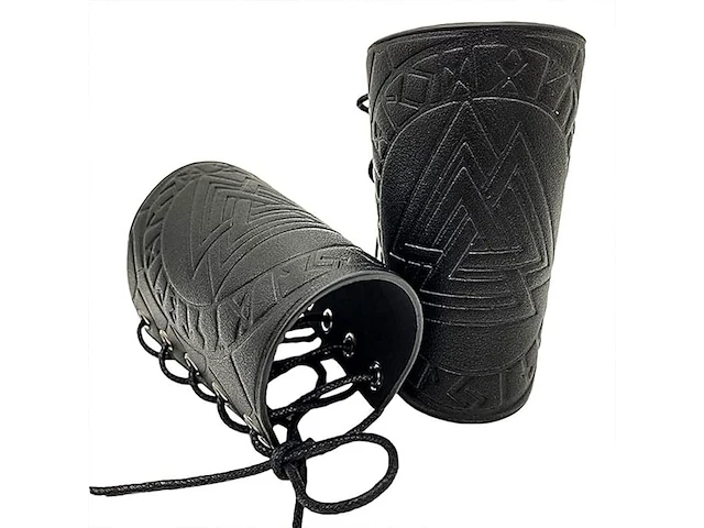 Thajaling viking odin rune reliëf leren armbanden (zwart) - afbeelding 1 van  3