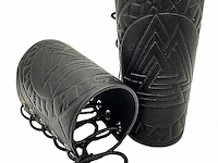 Thajaling viking odin rune reliëf leren armbanden (zwart) - afbeelding 1 van  3