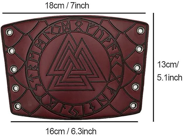Thajaling viking odin rune reliëf leren armbanden (zwart) - afbeelding 2 van  3