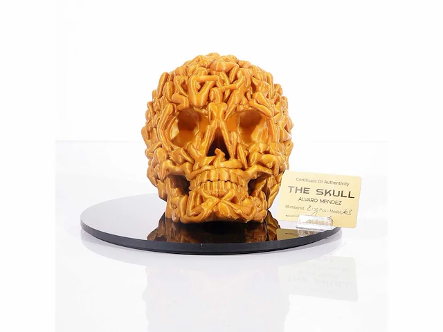 The skull "gold glitter" - alvaro mendez - 2024 - 3d sculptuur gelimiteerd 30 stuks - 20x20x23 - certificaat - afbeelding 1 van  5