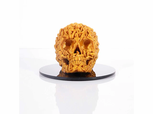 The skull "gold glitter" - alvaro mendez - 2024 - 3d sculptuur gelimiteerd 30 stuks - 20x20x23 - certificaat - afbeelding 5 van  5