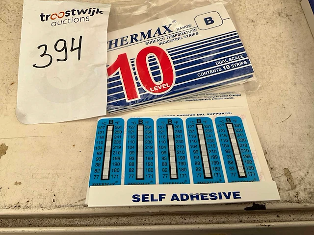 Thermax. b. themparatuur meetpapier. 10 strips/ pak. (4x) - afbeelding 1 van  1