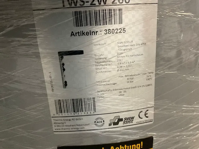 Thermic energy tws-2w200 zonneboiler - afbeelding 7 van  7