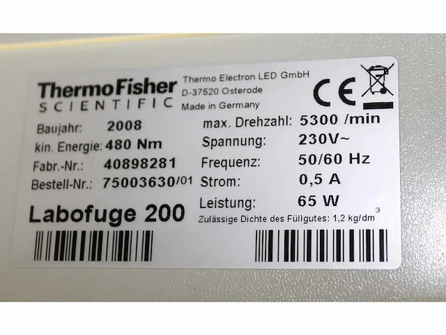 Thermo scientific - l200 - centrifuge - 2008 - afbeelding 3 van  3