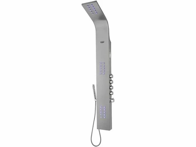 Thermostatische hydromassage douchezuil met led's en bluetooth - zilver - afbeelding 2 van  6