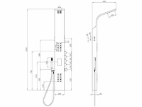 Thermostatische hydromassage douchezuil met led's en bluetooth - zilver - afbeelding 3 van  6