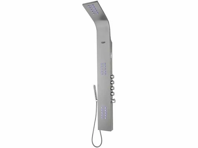Thermostatische hydromassage douchezuil met led's en bluetooth - zilver - afbeelding 4 van  6