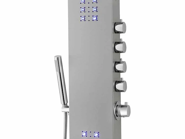 Thermostatische hydromassage douchezuil met led's en bluetooth - zilver - afbeelding 5 van  6
