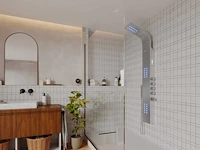 Thermostatische hydromassage douchezuil met led's en bluetooth - zilver - afbeelding 1 van  6