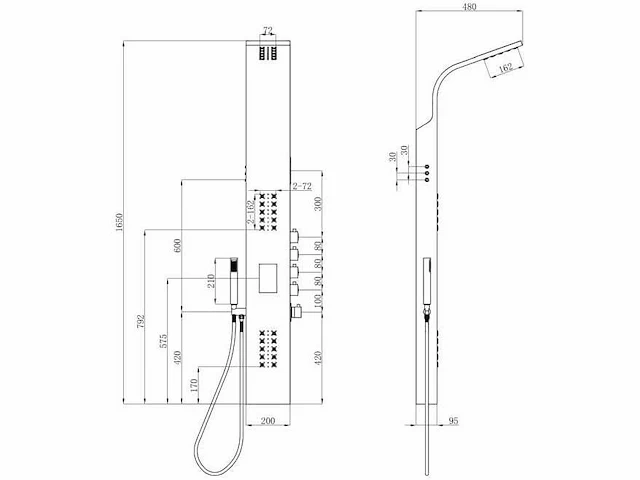Thermostatische hydromassage douchezuil met led's en bluetooth - zilver - afbeelding 3 van  6