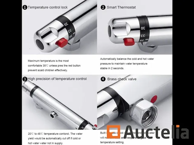 Thermostatische mengdouche, wand kraan thermostatisch - afbeelding 1 van  5