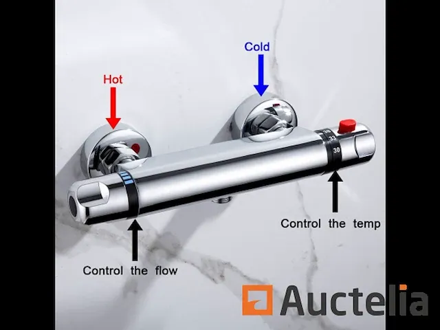 Thermostatische mengdouche, wand kraan thermostatisch - afbeelding 2 van  5