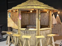 Tiki bar ø 3,3 m - gemengd riet + 5 barkrukken