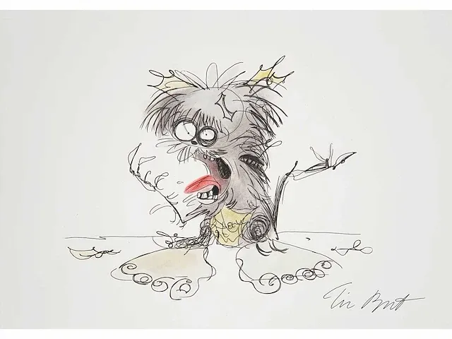 Tim burton (1958), toegeschreven aan, inkttekening - afbeelding 1 van  2