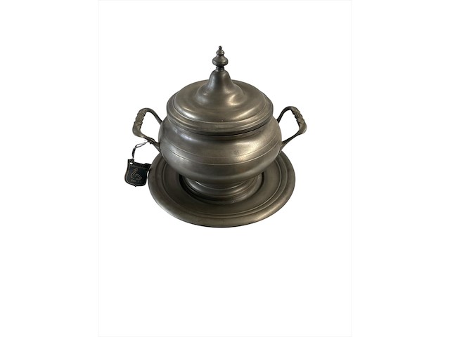 Tinnen pot + schaal - afbeelding 1 van  4