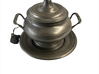 Tinnen pot + schaal - afbeelding 1 van  4