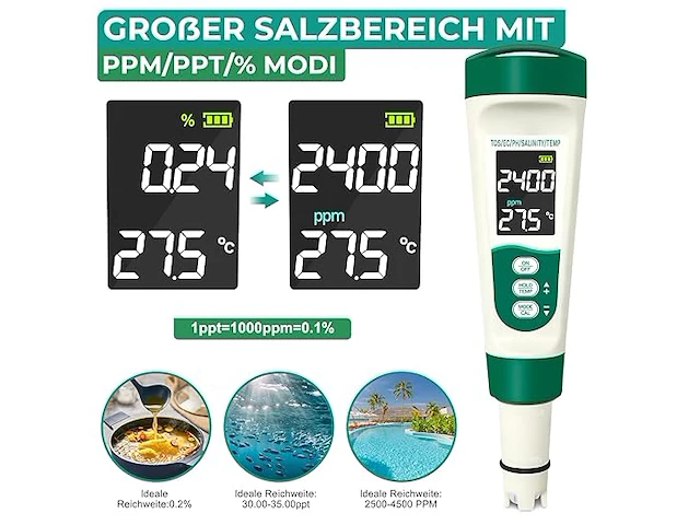 Toffcaea 5-in-1 zoutwatertester - afbeelding 2 van  4