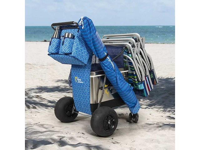 Tommy bahama xl wonder wheeler deluxe opvouwbare strandkar - 45 l koeler, 4 stoelen - afbeelding 2 van  8