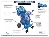 Tommy bahama xl wonder wheeler deluxe opvouwbare strandkar - 45 l koeler, 4 stoelen - afbeelding 4 van  8