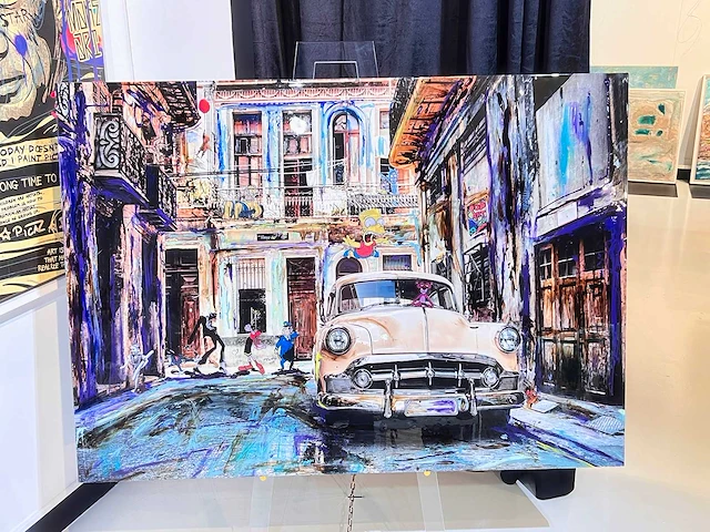 Tony s- spanje - "cubana" hand made - 1/1 kunstwerk - "cubana" collage art - 140x90cm - uitzonderlijk - afbeelding 1 van  8