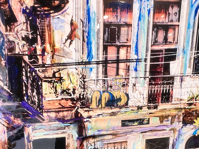 Tony s- spanje - "cubana" hand made - 1/1 kunstwerk - "cubana" collage art - 140x90cm - uitzonderlijk - afbeelding 4 van  8