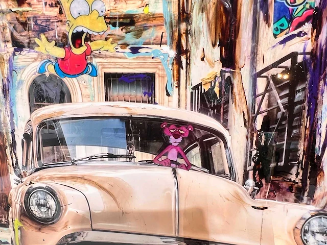 Tony s- spanje - "cubana" hand made - 1/1 kunstwerk - "cubana" collage art - 140x90cm - uitzonderlijk - afbeelding 7 van  8