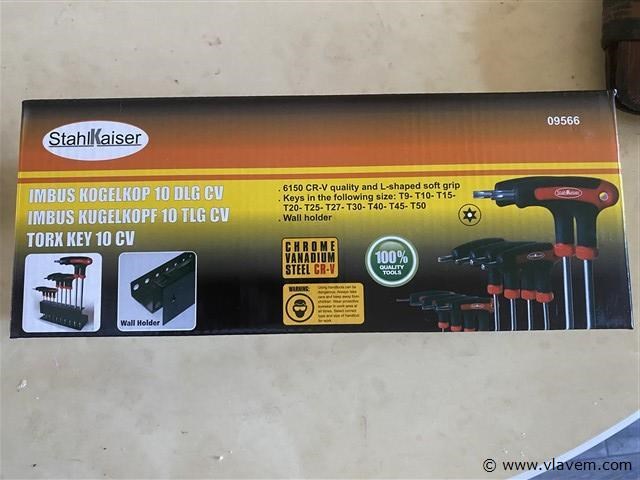 Torx set met rekje met imbus kogelkop 10 delig - afbeelding 1 van  1