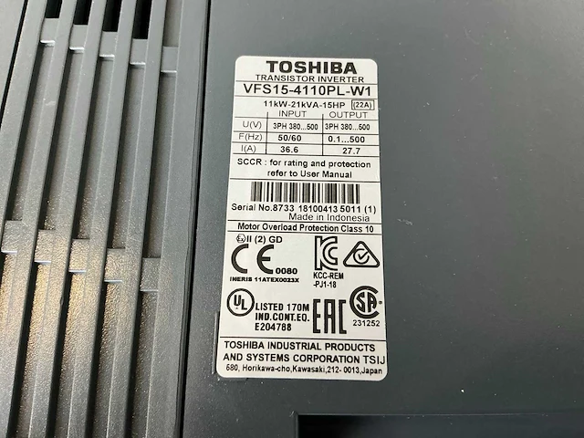 Toshiba vf-s15 vfs15-4110pl-w1 frequentieregelaar - afbeelding 4 van  6