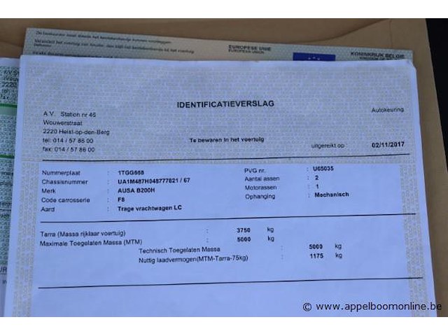 Trage vrachtwagen/veegmachine ausa b200h, datum 1ste inschrijving 27/10/2017, chassisnummer ua1m487h048777821, compleet met 2 units - afbeelding 2 van  13