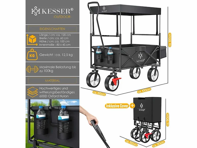 Transport wagen apparatuur kar | inclusief 2 gaasvakken en een buitenvak - afbeelding 4 van  4