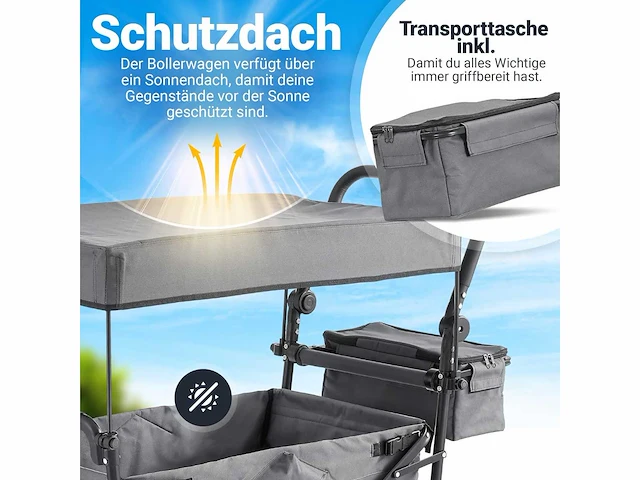 Transportwagen met dak en tas - capaciteit 120 kg - afbeelding 3 van  6