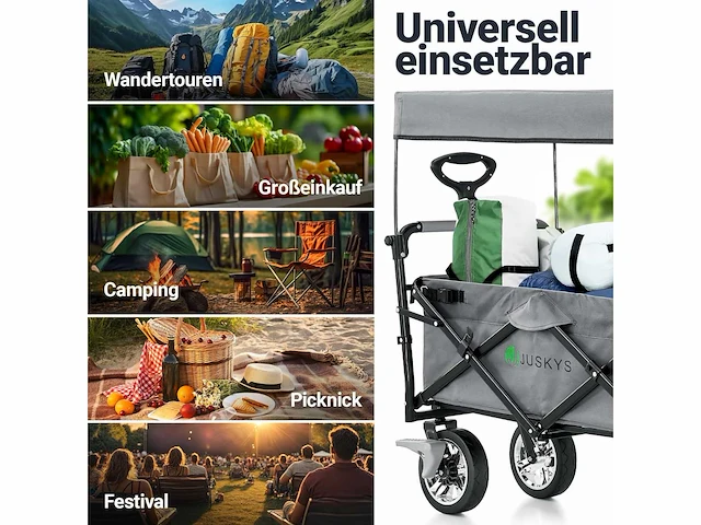 Transportwagen met dak en tas - capaciteit 120 kg - afbeelding 4 van  6