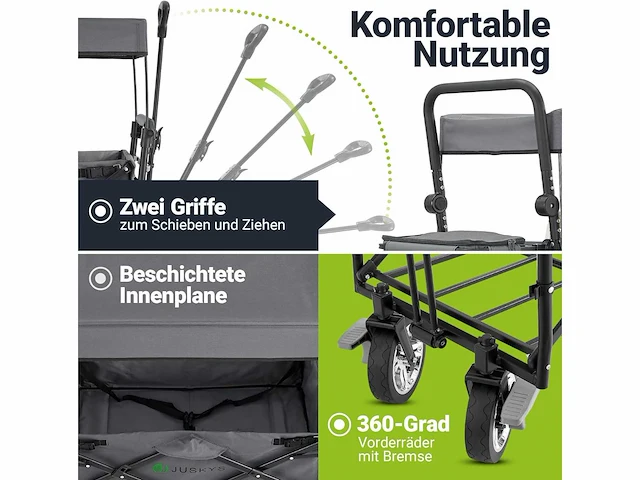 Transportwagen met dak en tas - capaciteit 120 kg - afbeelding 5 van  6