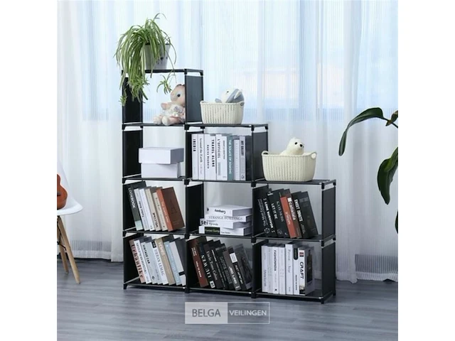 Trap boekenkast opbergrek - 125x125cm-zwart-belastbaar tot 7kg per vak-ideaal onder trap of eender welke ruimte - afbeelding 1 van  1