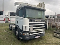 Trekker scania r144la4x2na/2, diesel,14190cm³,kw ng, 1e inschr 21/1/99, vlur4x20009037538, 150436km,co²-uitstoot ng,euro ng,kenteken i (ii ontbreekt),gelijkvormigheidsattest,keuring met beperkte geldigheid tot 10/3/18,1sleutel, niet in rijdende staat - afbeelding 1 van  23