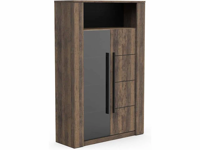 Trendy 2 deuren & 9 planken houten display kast - industriële stijl - afbeelding 2 van  7