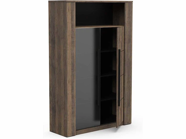 Trendy 2 deuren & 9 planken houten display kast - industriële stijl - afbeelding 4 van  7