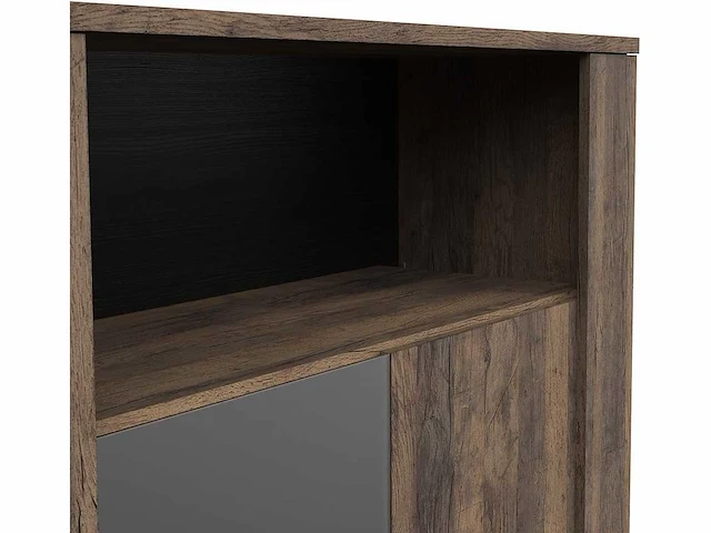 Trendy 2 deuren & 9 planken houten display kast - industriële stijl - afbeelding 5 van  7