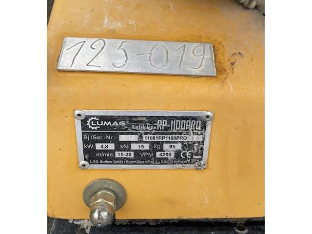 Trilplaat loncin, rp-1100pro, bj 2013, werking niet gekend - afbeelding 2 van  2