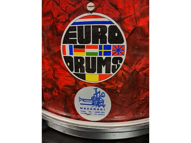 Trommel fanfare met riem en opbergbakmetaal (goede staat) metaal ø35 - afbeelding 5 van  7