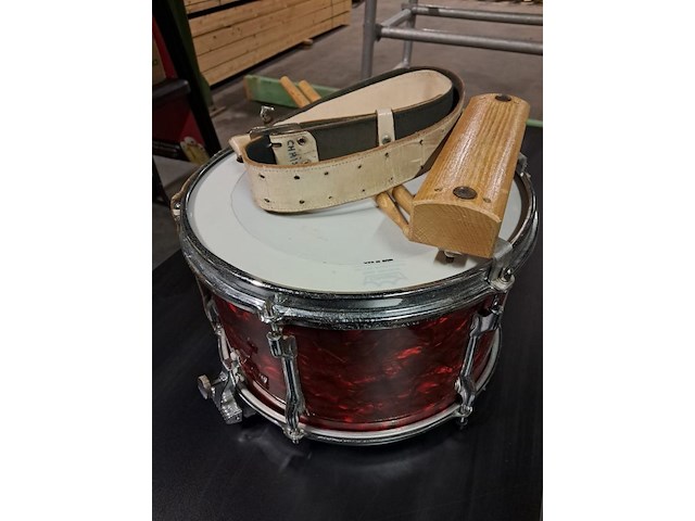 Trommel fanfare met riem en opbergbakmetaal (goede staat) metaal ø35 - afbeelding 6 van  7