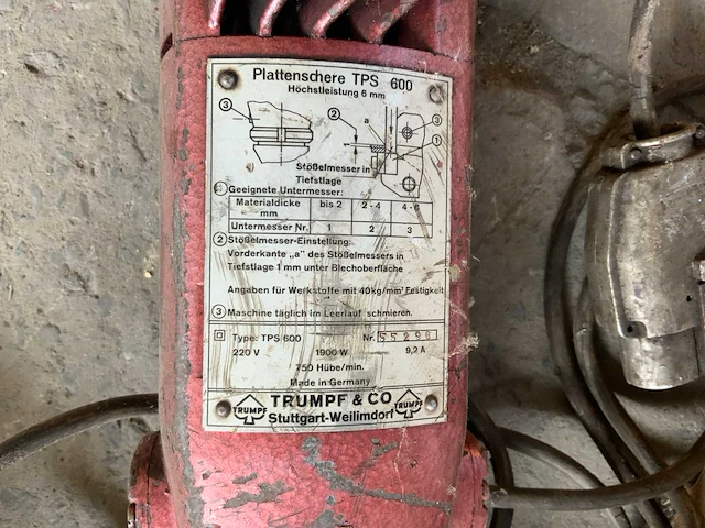 Trumpf tps 600 handbediende plaatschaar - afbeelding 4 van  4