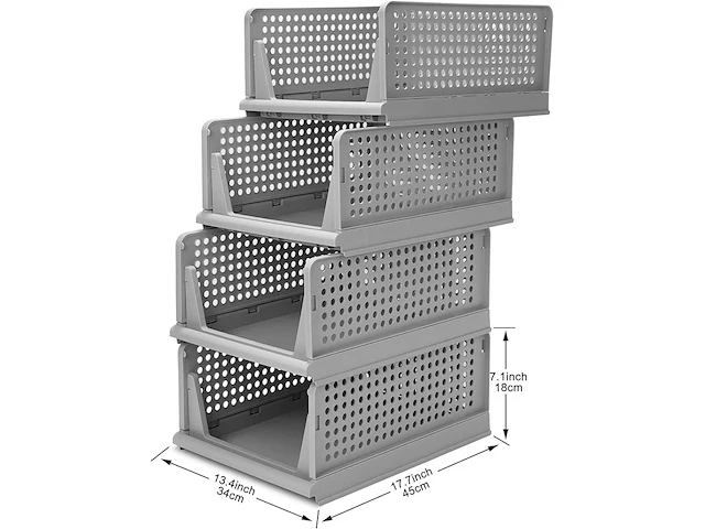 Tuevob opvouwbare plastic opbergkisten (set van 4) - afbeelding 1 van  4