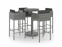Tuin bar set 5-delig en kussens gevlochten hars grijs - afbeelding 2 van  7