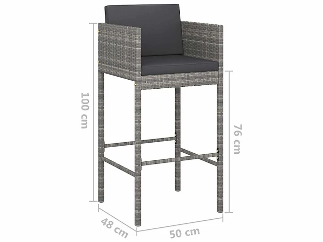 Tuin bar set 5-delig en kussens gevlochten hars grijs - afbeelding 6 van  7