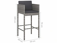 Tuin bar set 5-delig en kussens gevlochten hars grijs - afbeelding 6 van  7