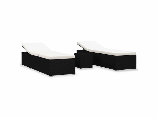 Tuin lounge stoelen theetafel 3 stuks gevlochten hars zwart - afbeelding 2 van  7
