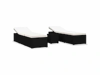 Tuin lounge stoelen theetafel 3 stuks gevlochten hars zwart - afbeelding 2 van  7